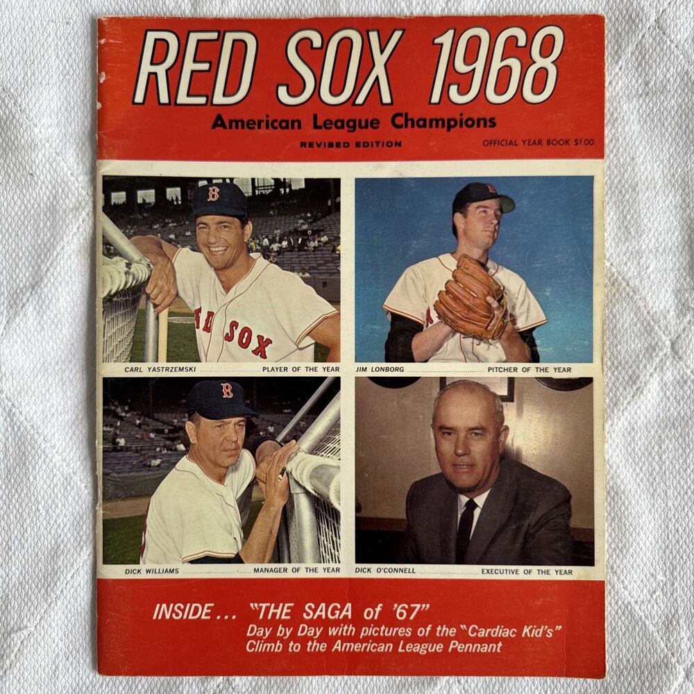 1968 Red Sox ALC Champions Official Year Book, With 7 Players 5x7 Photos VG